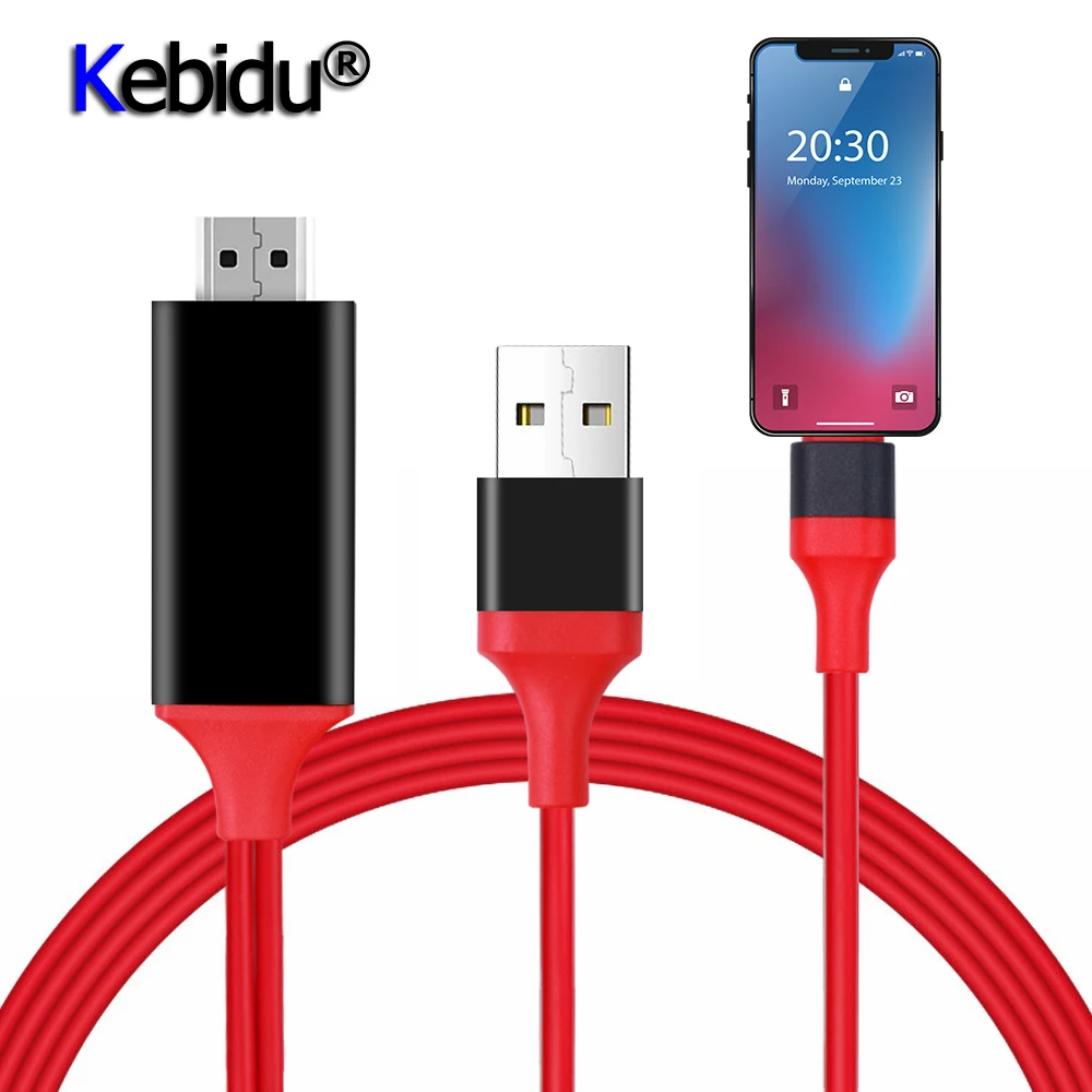 

Kebidu 1.8M 8 Pin HDMI Cable HDTV Digital AV Adapter1080P Smart Converter HDMI Cable for Apple tv for iPhone 7 6S Plus Ios 8.0 +