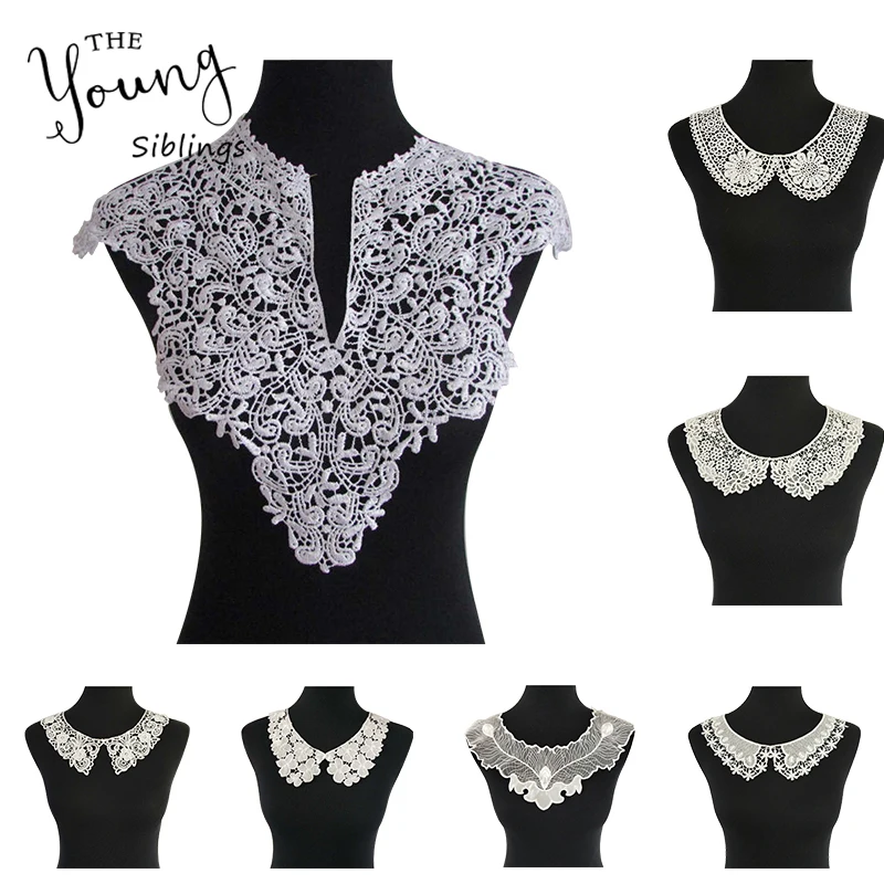 

White Collar Lace Sewing Fabric 3D Neckline Beautiful Guipure Lace Fabric White Decorate Costume Sewing DIY Craft Supplies Craft