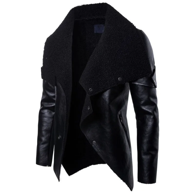 Punk Style Irregular PU Leather Mens Jacket Black Streetwear Faux Leather Jacket Men Ropa De Hombre 2019 Winter Slim Biker Coats Punk Style Irregular PU Leather Mens Jacket Black Streetwear Faux Leather Jacket Men Ropa De Hombre 2019 Winter Slim Biker Coats
