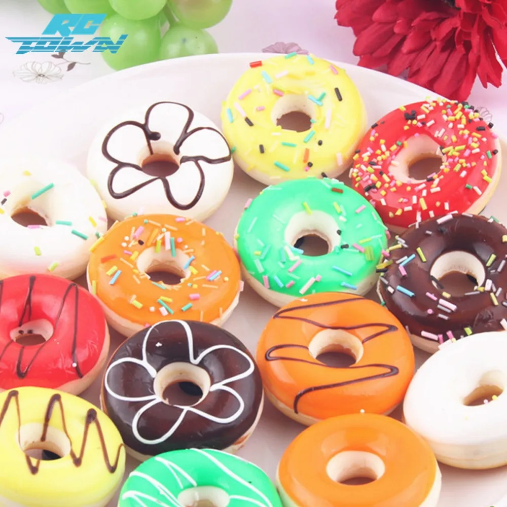 

RCtown Colorful Simulation Donut Ornaments Cake Model Fun Toy Soft Decoration Kitchen Creative Christmas/New Year Gift zk30