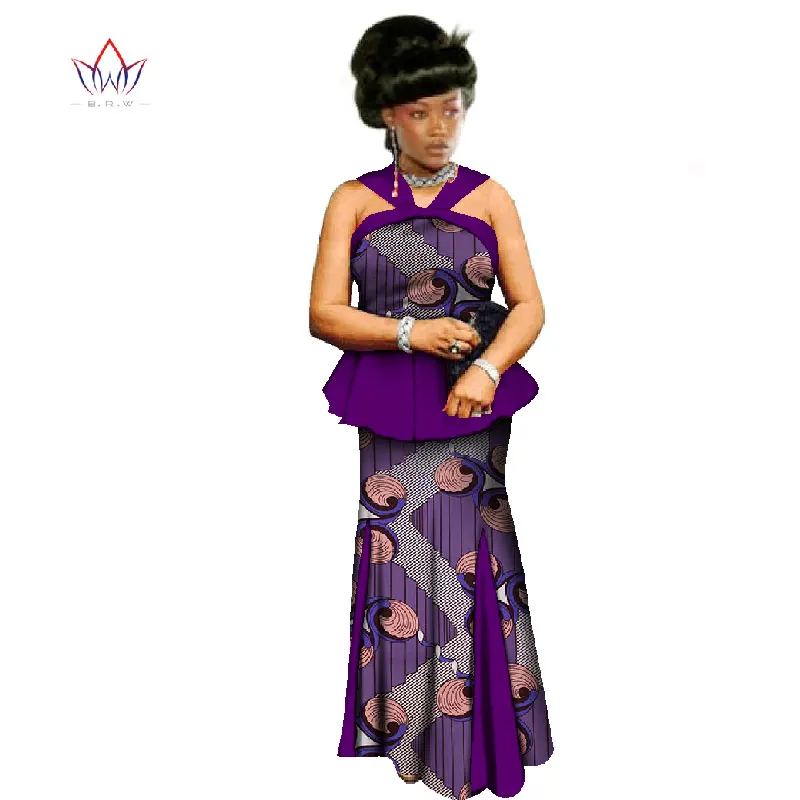 Летняя африканская юбка набор для Женщин Дашики топ с открытой спиной и юбка африканская одежда Базен уникальный стиль Женская юбка набор WY398