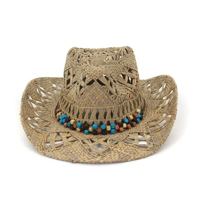 Декоративная веревка ковбойская соломенная шляпа для женщин и мужчин ручной работы переплетенные ковбойские шляпы для Леди кисточкой летние западные шляпы L3