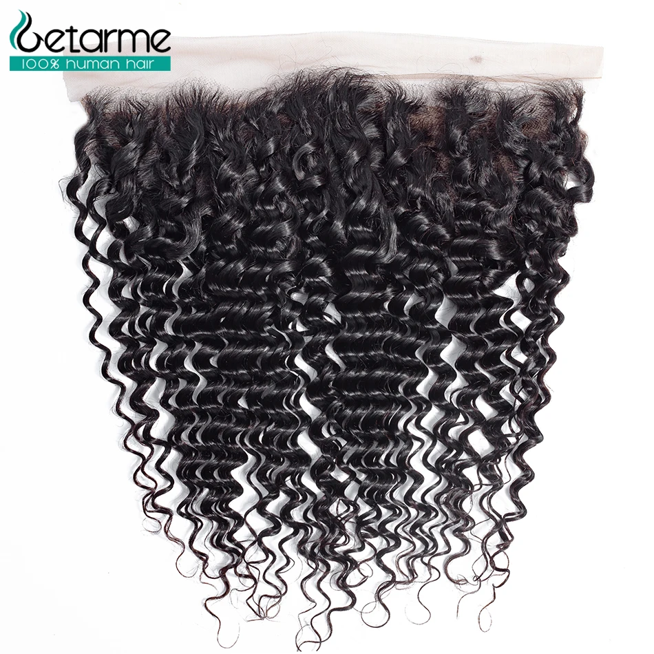 

Getarme Hair Brazilian Deep Wave Frontal Non Remy Human Hair Free Part 13*4 Lace Frontal Closure With Baby Hair Natural Color