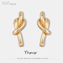 Yhpupu персонализированные минималистичные серьги-гвоздики из цинкового сплава с узлом, винтажные золотые серьги для женщин, вечерние ювелирные изделия Kolczyki