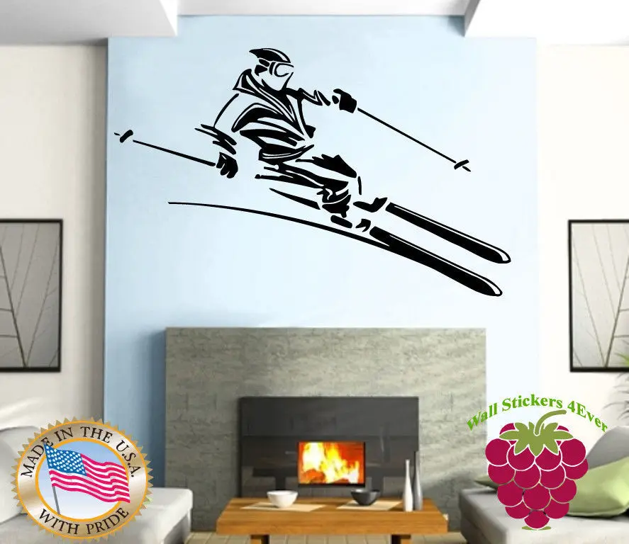 ملصقات الحائط الفينيل صائق الجبل الشتاء الرياضة المتطرفة الجليد التزلج