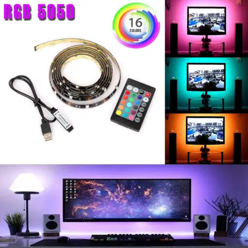 1 м и 2 м светодиодный ТВ USB подсветка комплект компьютера RGB светодиодный свет полосы ТВ фоновые огни - Цвет: 2M