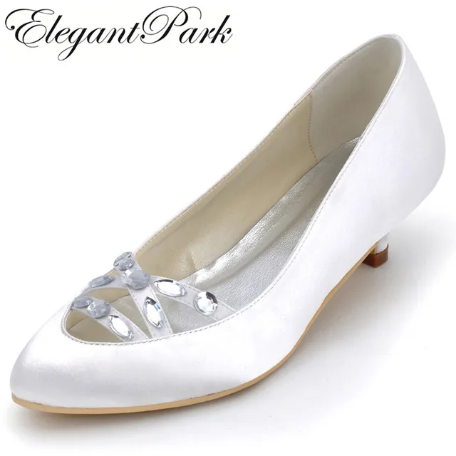 Ep2086 Woman Shoes Wedding Bridal White Ivory Pointed Toe Low Heels Ep2086 Woman Shoes Wedding Bridal White Ivory Pointed Toe Low Heels Comfort Satin Lady Female Bride