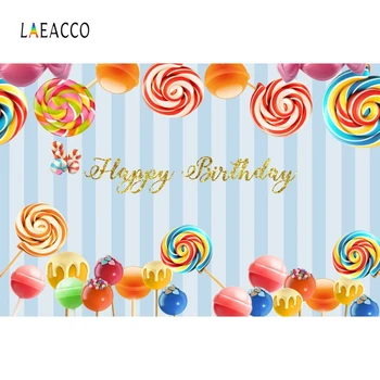 

Laeacco Candy Land Party Baby Birthday Photographic Backdrop Customized Family Photocall Photography Background For Photo Studio