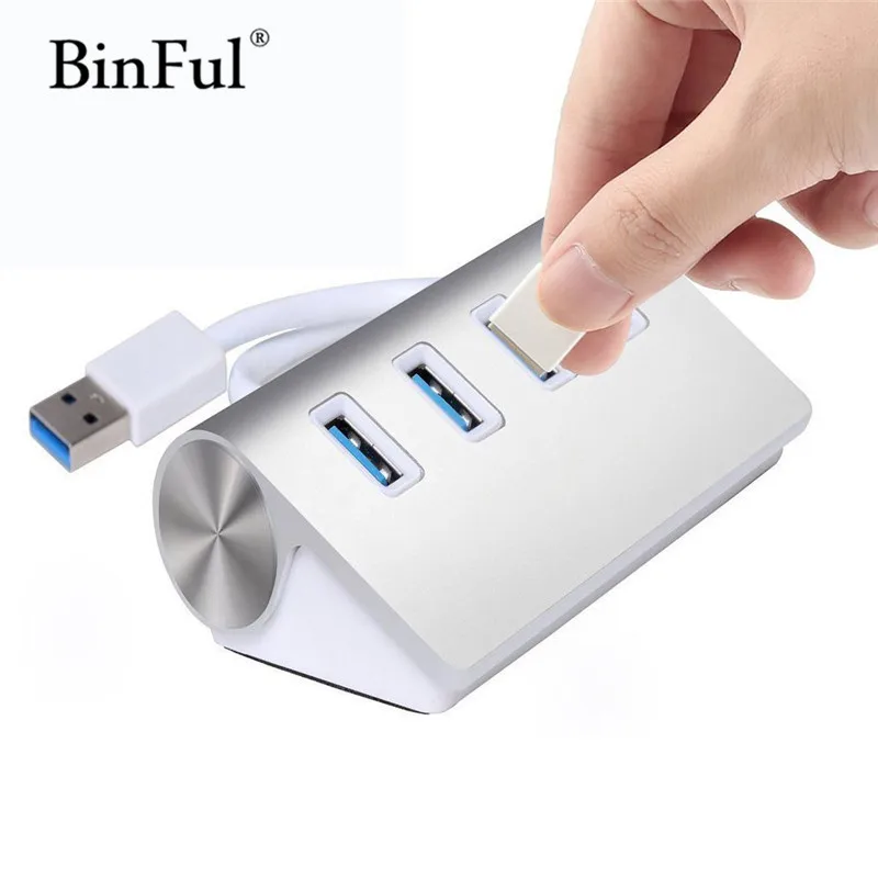 BinFul 4 USB порт адаптер алюминиевый материал USB 2,0 3,0 концентратор разветвитель синий индикатор светильник для Windows 7 8 10 XP Vista Mac