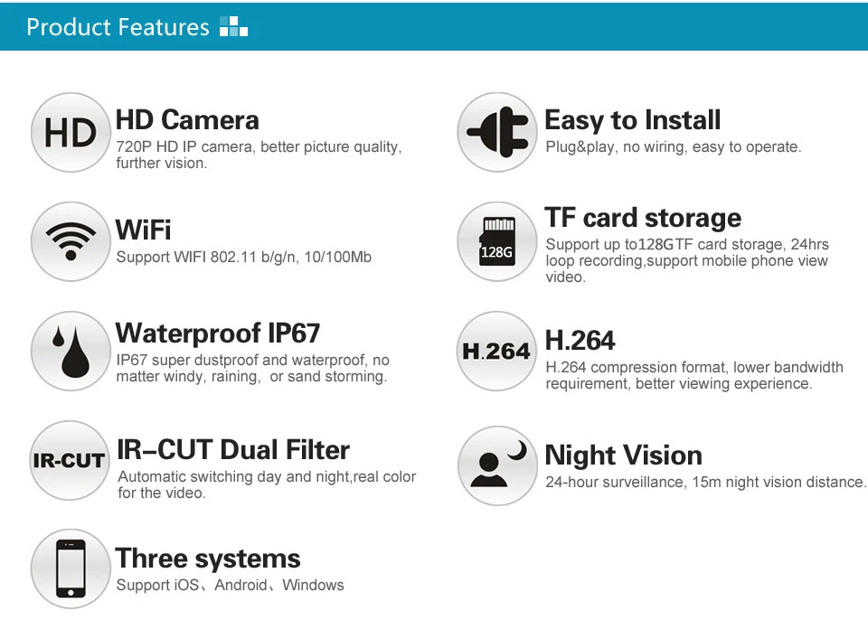 VStarcam уличная Водонепроницаемая ip-камера 720 P, беспроводная Wifi камера видеонаблюдения, камера видеонаблюдения, ИК камера ночного обнаружения движения, сигнализация