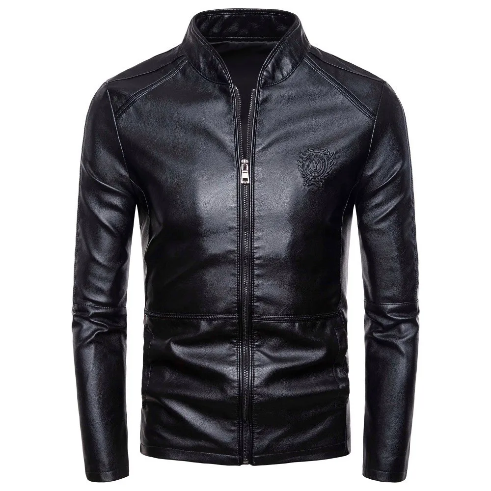 Мужская Осенняя Новинка, мотоциклетная повседневная искусственная кожа, теплая куртка, пальто для мужчин, Весенняя мода, Мужская ветрозащитная куртка, пальто для мужчин - Цвет: 901-Black