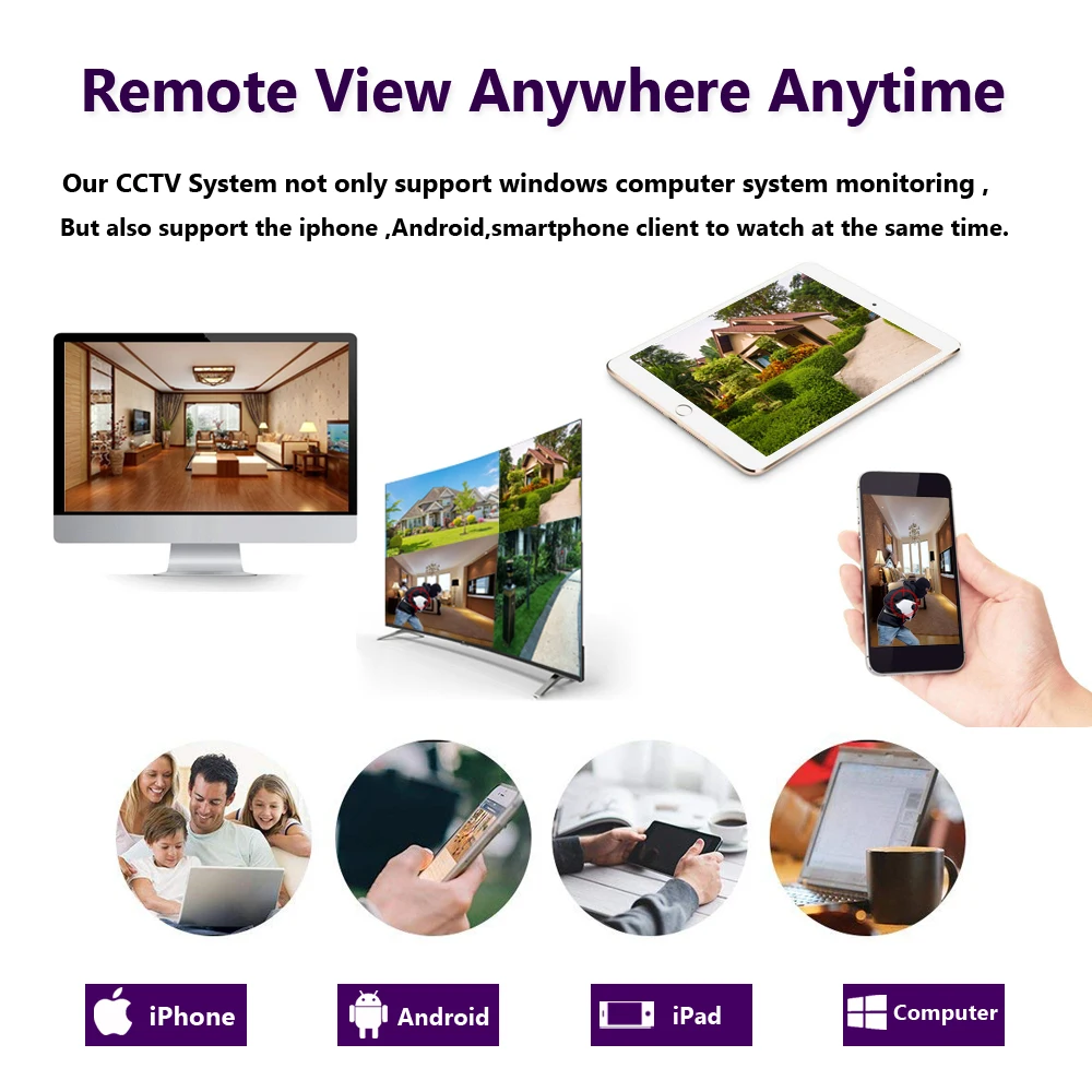 Sale Full HD 1080P 3000TVL CCTV security system 8CH 1080P AHD DVR kit 8*2mp Outdoor video surveillance security camera kit WIFI DVR 4