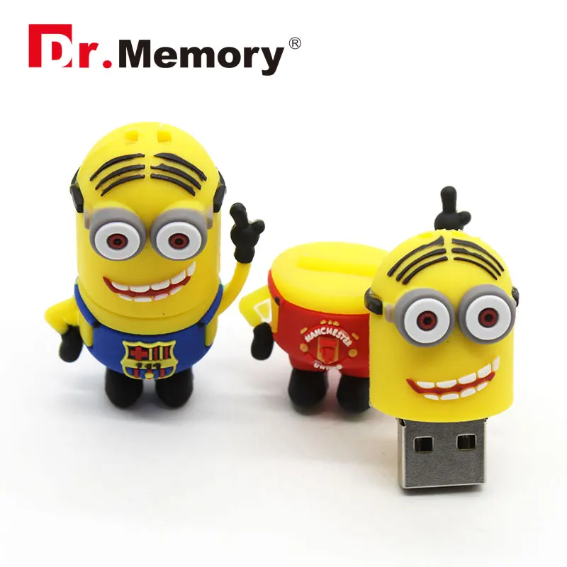 Dr. Memory милый USB флеш-накопитель желтый Миньоны с рубашкой Флешка USB флешка силиконовая вилка 4 ГБ 8 ГБ 16 ГБ 32 ГБ 64 ГБ флэш-диск
