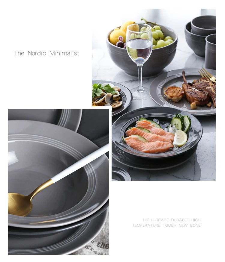 Европейская керамическая круглая тарелка для супа, простая итальянская тарелка для макаронных изделий, поднос для соломенной шляпы, тарелка для стейка, западные блюда