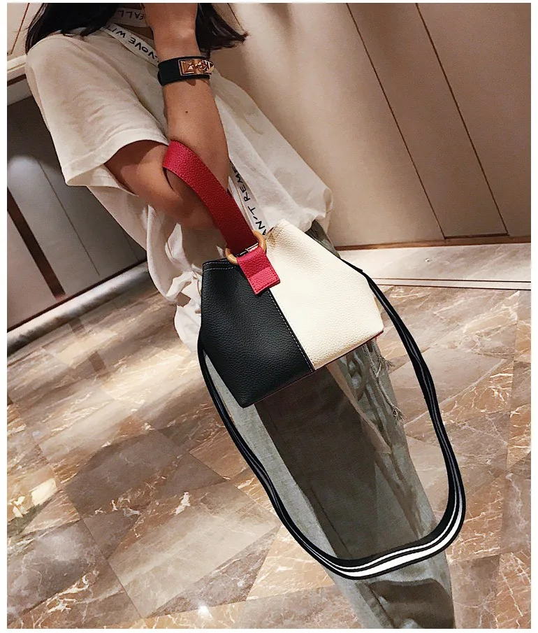 HISUELY Hot Sale New Women PU Leather Handbags Tassel Fashion Designer Black Bucket Vintage Shoulder Bags Women Messenger Bag 13 (9)