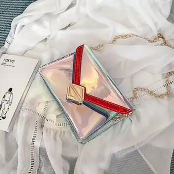 

Women's transparent shoulder bag PVC bright color fashion jelly chain mini bag Messenger bag