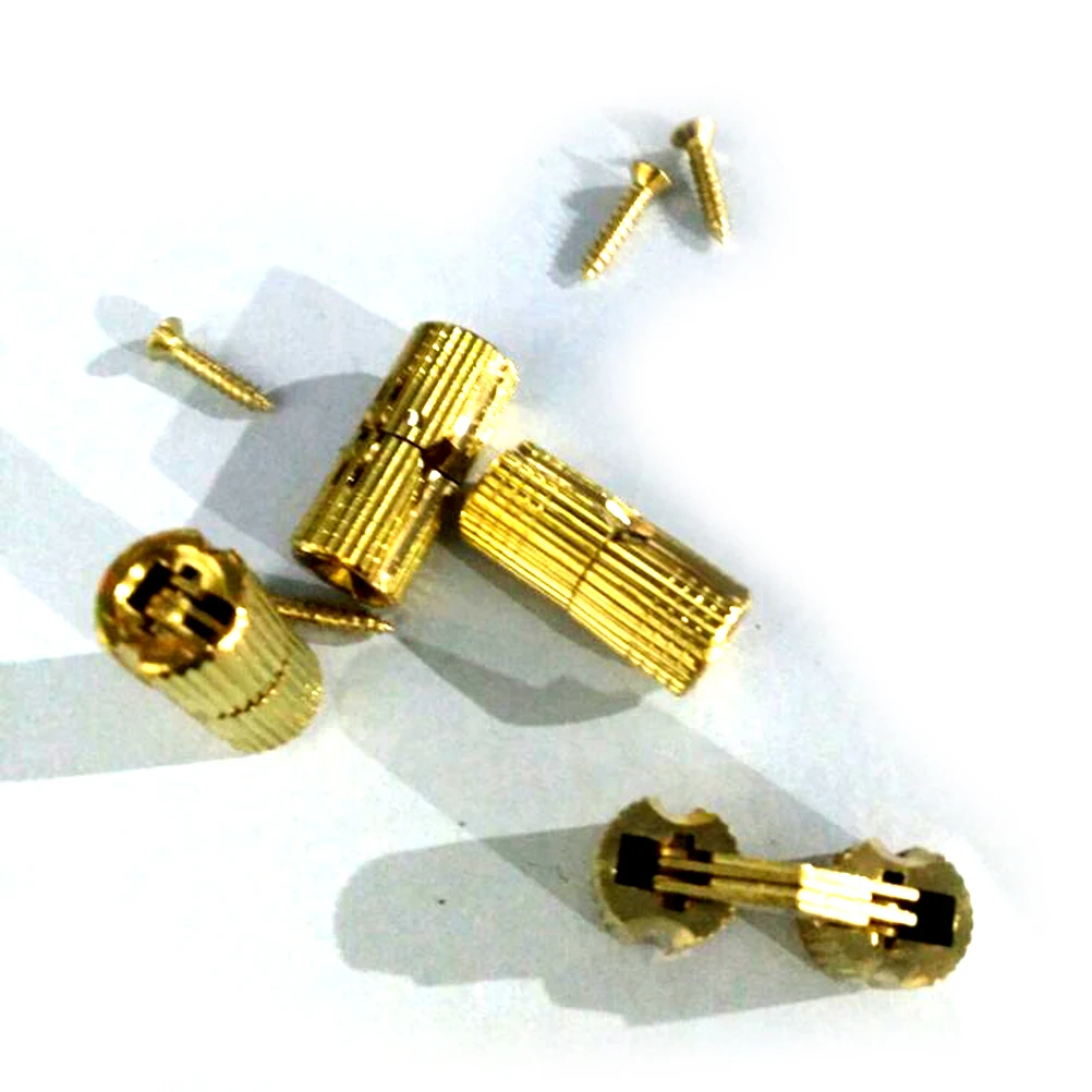 Goede 4 STKS 8mm Koperen Vat Scharnieren Cilindrische Verborgen Kabinet Verborgen Onzichtbare Messing Scharnieren Mount Voor Meubels Hardware