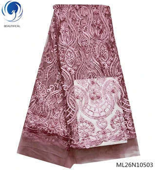 

BEAUTIFICAL bridal lace fabric embroidery lace fabric beaded lace fabric for women with rhinestone cheap shopping ML26N105
