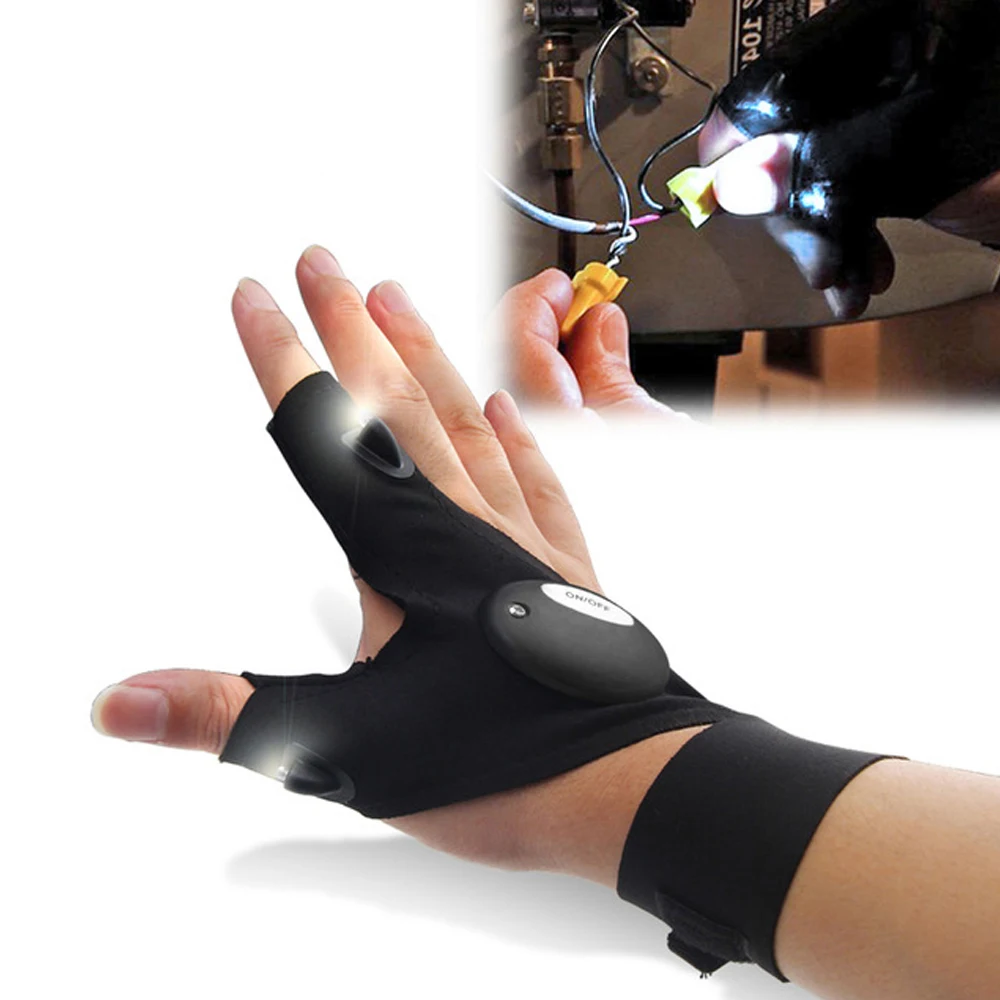 

Fishing Magic Strap Fingerless Glove LED Flashlight Torch Cover Camping Hiking Lights Multipurpose Right Hand