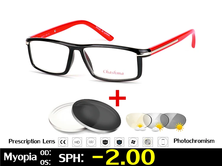 Дизайнерские фотохромные очки для чтения, мужские очки для пресбиопии, солнцезащитные очки, обесцвечивание с диоптриями, очки для близорукости, линзы - Цвет оправы: Red - 2.00 Degree