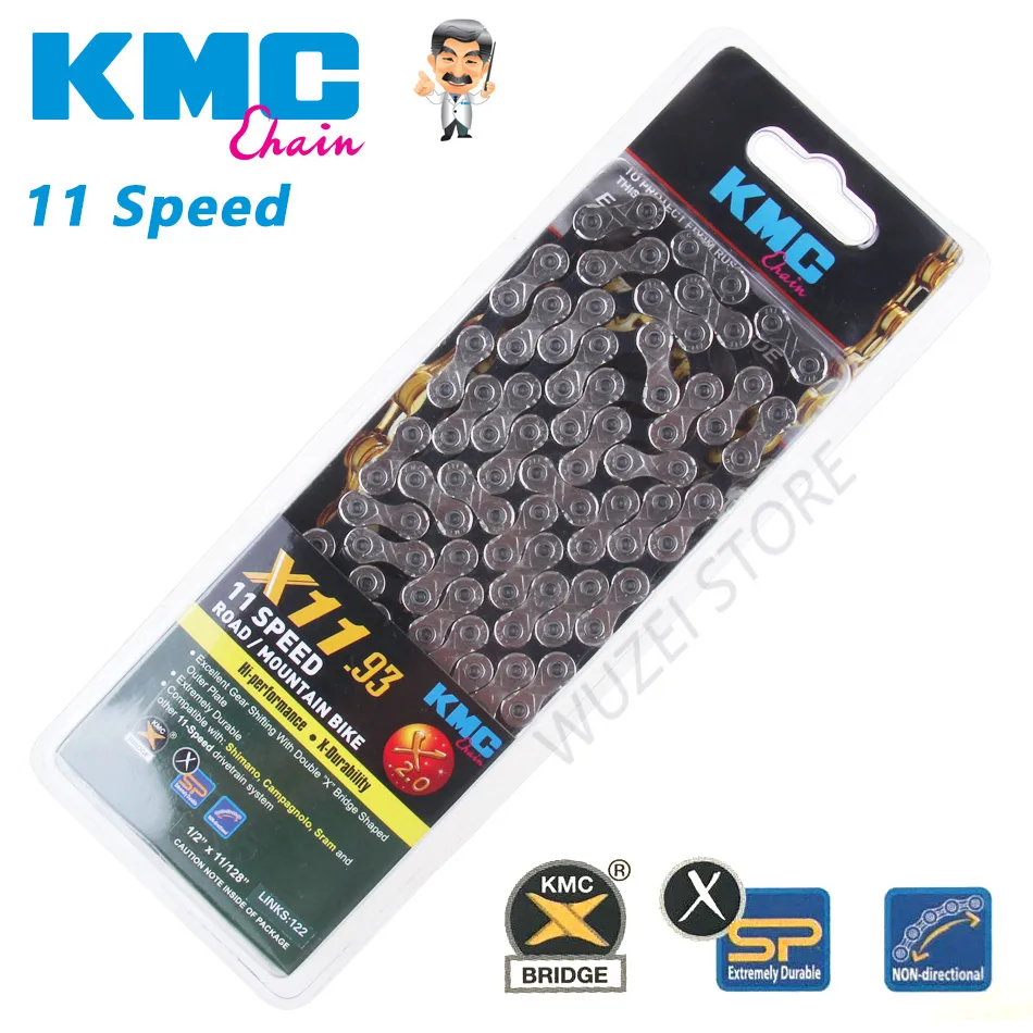 Cheap KMC X10 X11 MTB Bike long Chain 122L 10/11Speed Bicycle Chain Magic Button With Original box Mountain bike long chain 4