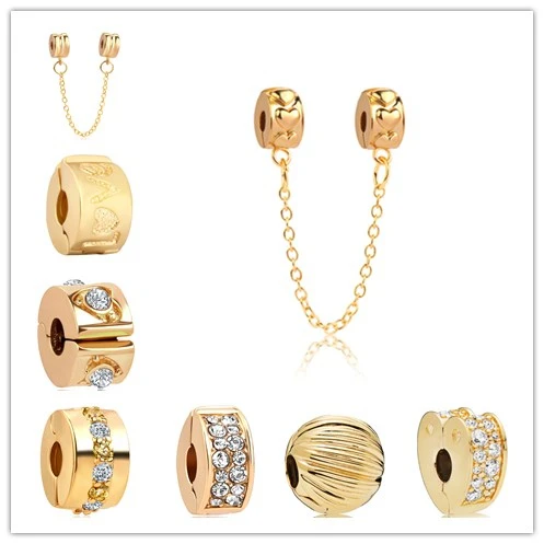 

Gold Color Clip Bead Chain Arcs Love Heart Seeds Of Elegance Charm Fit Original Pandora Bracelet Necklace DIY Women Jewelry