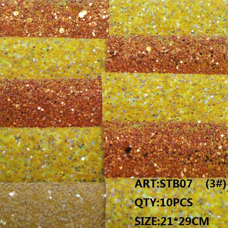 

CLEAR STOCK 1SET(10PCS ) 21X29cm Alisa Glitter Cuero Sintetico Chunky Glitter Leather For DIY hair Accessroies Craft STB07