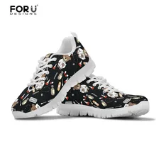 FORUDESIGNS/черные кроссовки для медсестры с медведем; Женская милая повседневная обувь на плоской подошве; Модная легкая дышащая обувь для студентов; обувь для медсестер;