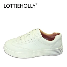 LOTTIEHOLLY Брендовая женская повседневная обувь модные Ladied обувь круглый носок обувь на плоской подошве весенние кроссовки просто белые туфли# WOS1831