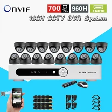 TEATE системы видеонаблюдения 16 канала dvr запись с 16 шт. 700tvl купольная камера безопасности системы видеонаблюдения dvr kit 16ch CK-206