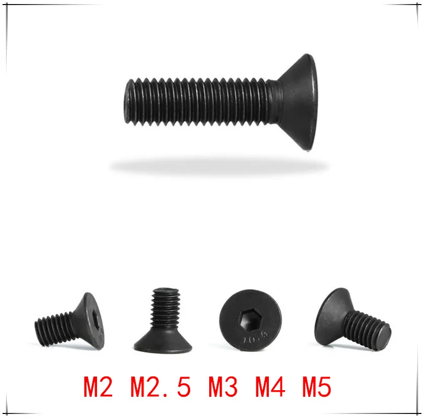 Винт DIN7991 с плоской головкой и шестигранной M2/M2.5/M3/M4/M5 * 3/4/5/6/8/10/12/16/20/30/40/50 черный