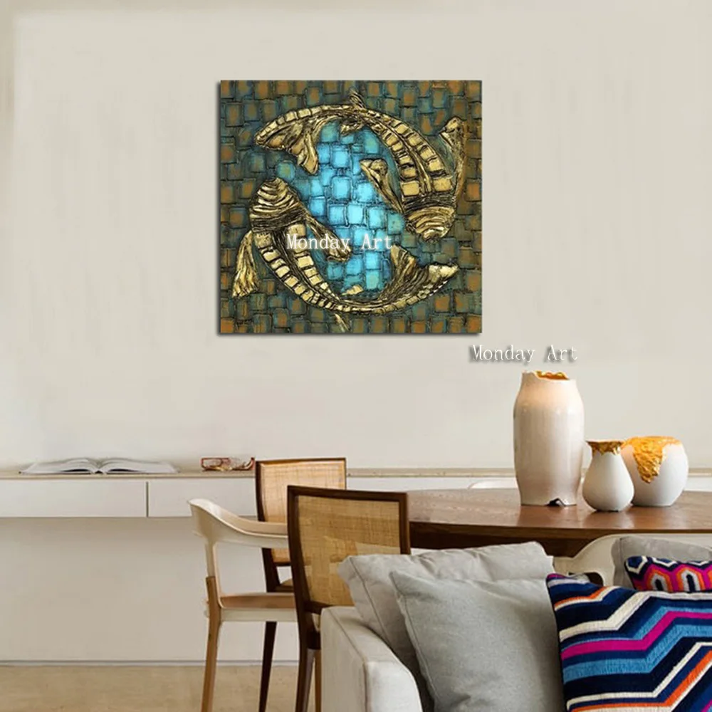 100-hand-painted-simple-style-animal-oil-painting-on-canvas-modern-abstract-two-fish-retro-oil (2)
