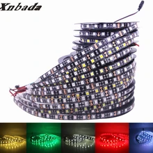 Xnbada 5050 Гибкие светодиодные полосы DC12V, w/ww/R/G/B/Y/RGB 60Led/M ЧЕРНЫЙ печатной платы светодиодные полосы свет IP30/IP65