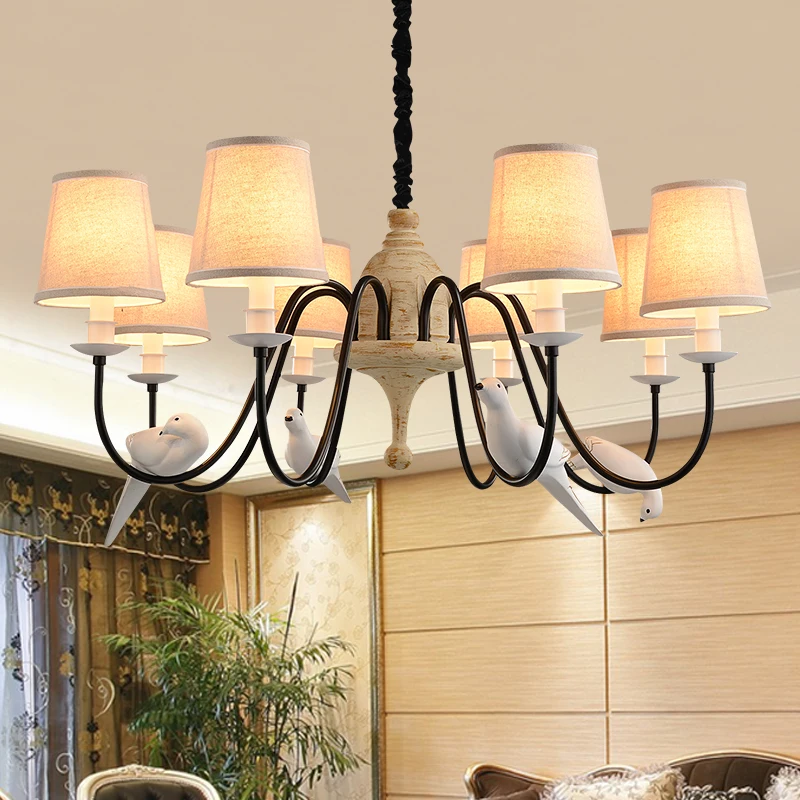 

GOLD North European and American style rural chandelier transparent bird lamp LED Modern Chandelier Lights For Living Room