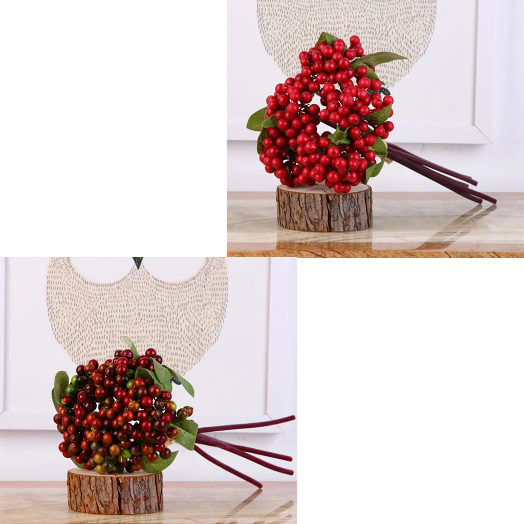 2 Sets Artificial Berry Branch Decorative Berries DIY Christmas Wreath Accessories Fake Red berries Christmas Decoration