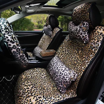 

New Fashion Leopard Print Universal Car Seat Covers Women Ice Mesh Vehicle Seat Cushion Styling Car Seat Interior Accessories