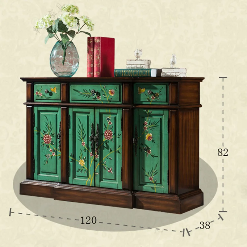 American painted antique old porch cabinet European neo-classical dining cabinet garden living room shoe cabinet storage