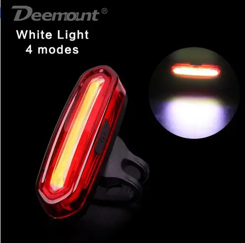 Deemount 100 лм перезаряжаемый COB светодиодный USB задний светильник для горного велосипеда задний светильник MTB Предупреждение задний велосипедный светильник - Цвет: White 4 modes