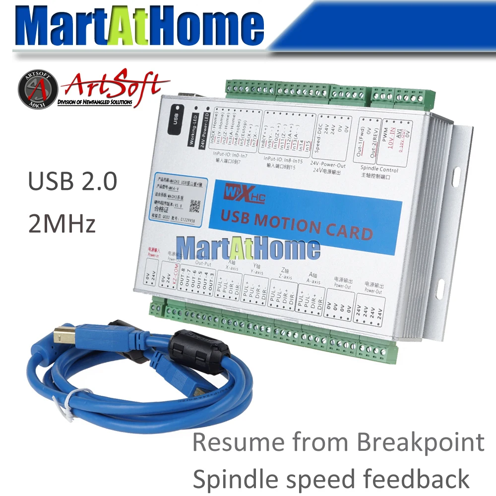 XHC MK4 V Mach3 USB 4 Axis CNC Breakout Board Motion
