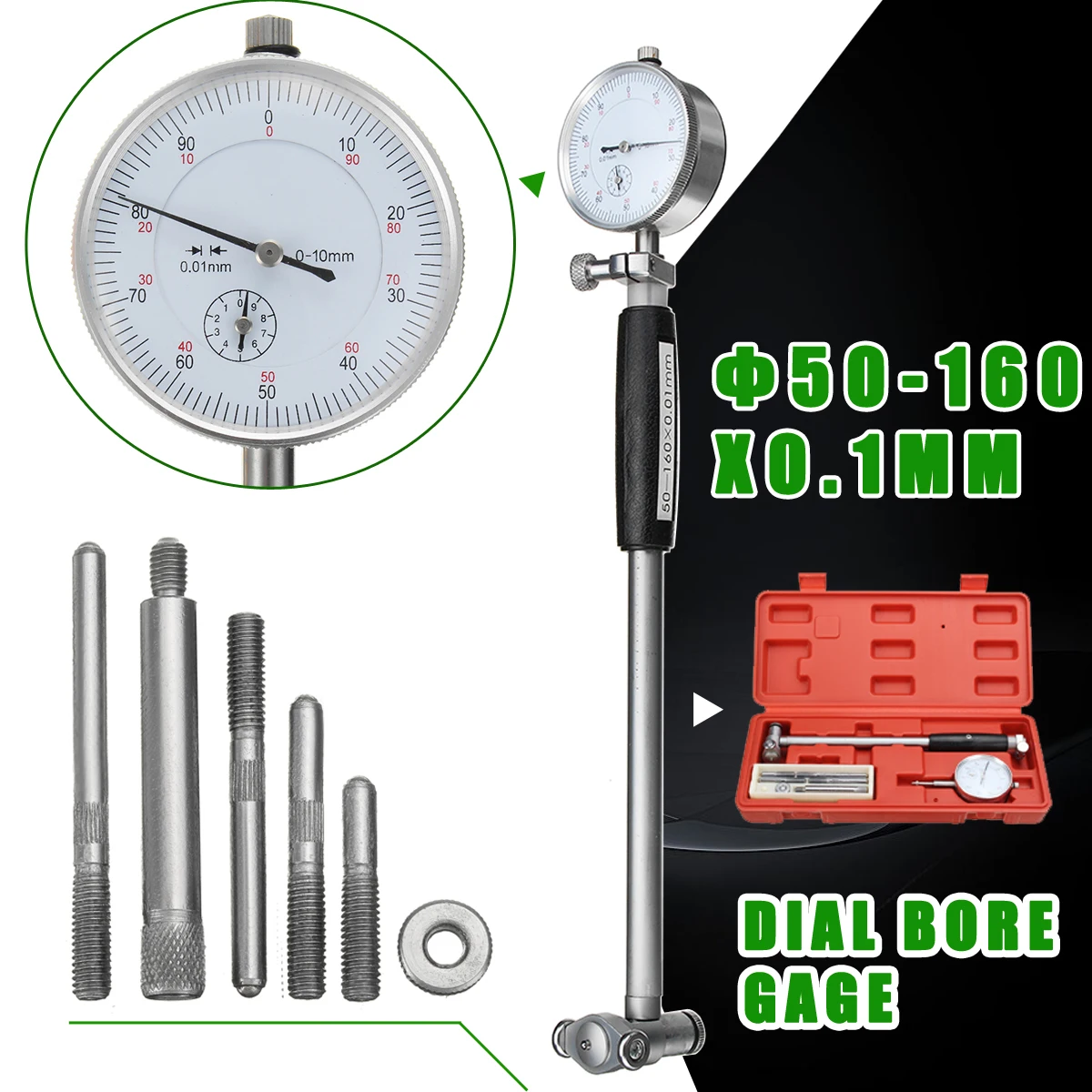 SHAHE high quality Dial Indicator Bore Gauge 50-160mm Hole measurement CNC