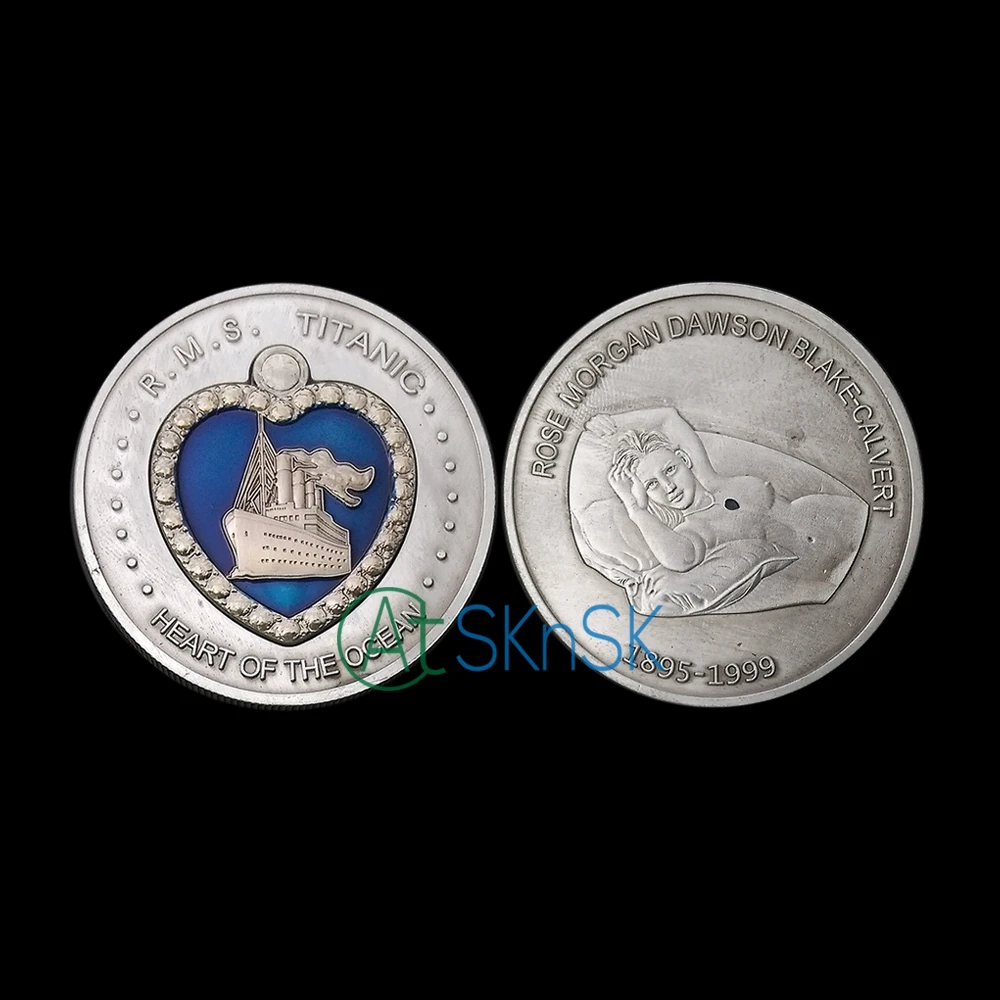 

1pcs/lot Titanic Commemorative Coins antique silver/bronze plated Souvenir Coin Heart of Ocean Titanic coins for collectibles