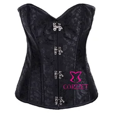 Sexy Black Tapestry Steampunk Corset Steel Ring Buckle Gothic Corselet Women Burlesque Shaper Clothing