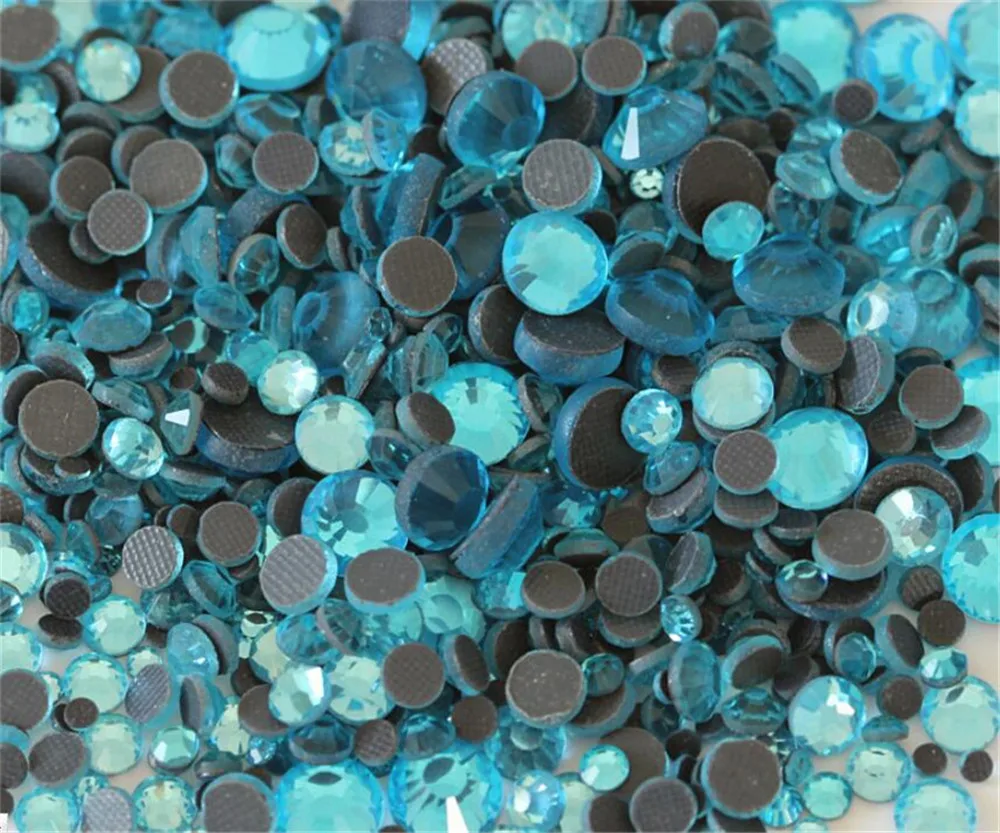 SS6 SS10 SS16 аква голубой цвет кристалл DMC стразами "сделай сам", клей Кристальные стразы горячей фиксации переводная картинка для украшения одежды