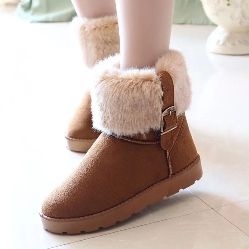 

Women's Winter Boots Flat Snow Boots Women's Buckle Ankle Boots Plus Velvet Cotton Shoes Women Shoes Winter Woman Boots DX093