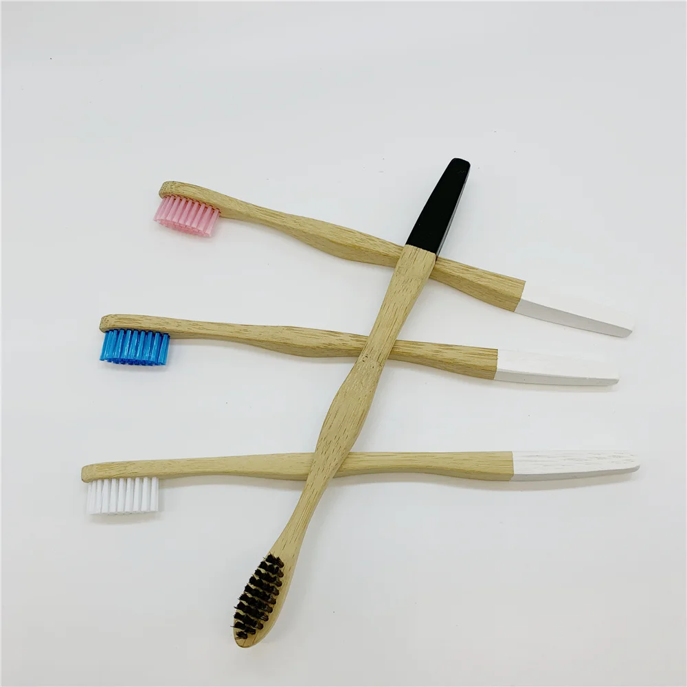 

ExiuBro 1pcs/box Wavy Biodegradable Toothbrush Handle Sustainable Bamboo Toothbrush with Chic Color Paint Adult Available