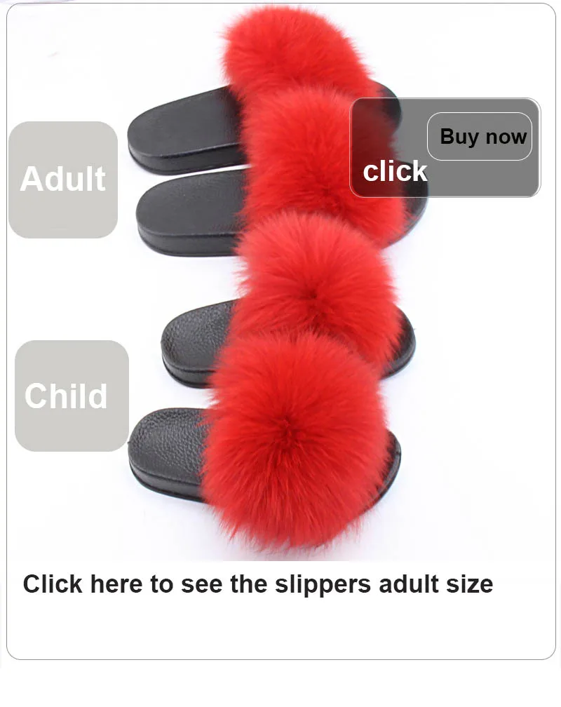 children slippers fox fur (8 0)