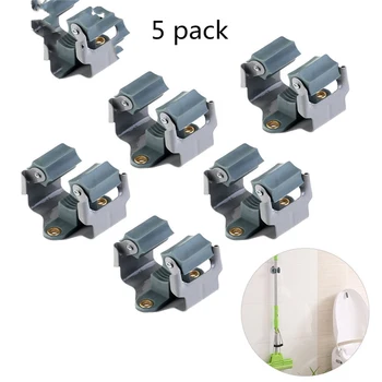 

5pcs Portable Hook Hanger Closet Mop and Broom Holder Mop Clip Hanger Mop Hook Racks Kitchen Storage Bathroom Organizer A35