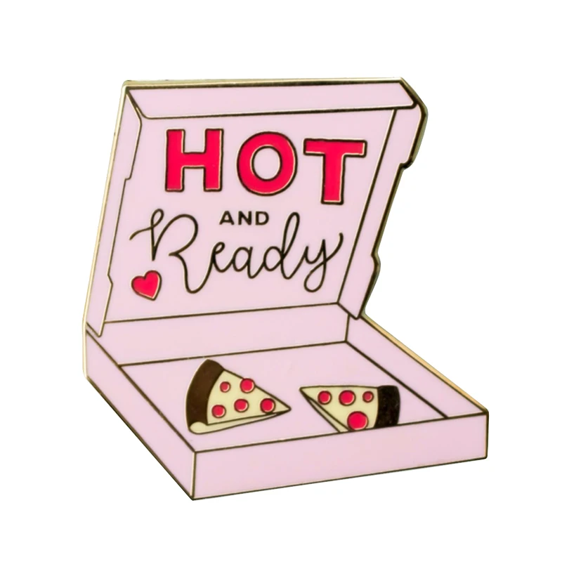 

Hot and Ready Lapel Pin Pizza Box Badge