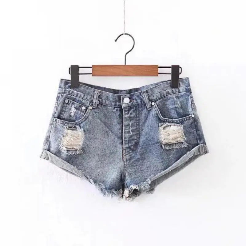 2019 Лето Новое поступление джинсовые шорты женские универсальные тонкие отверстия тонкие сексуальные шорты двойные карманы джинсы Femme