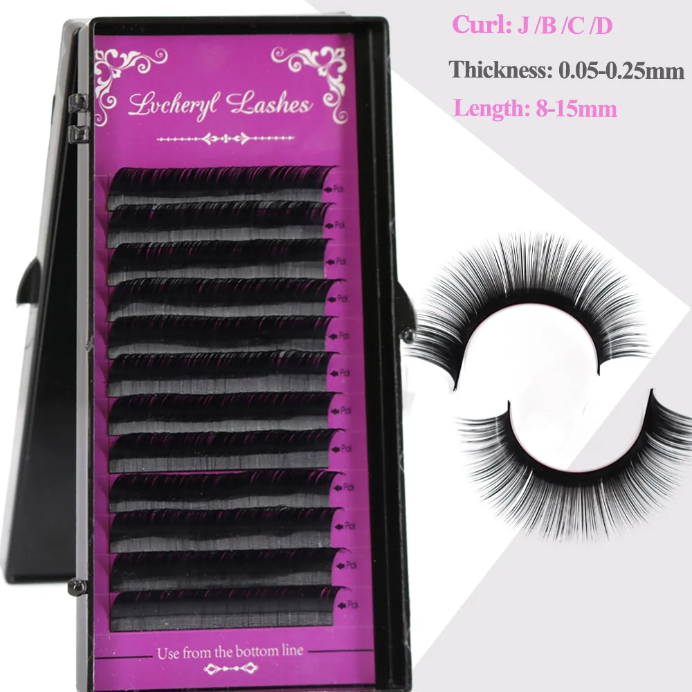 

Lvcheryl 1case False Mink Eyelashes Extension Individual Natural Soft Extension Professionals Premium 3D Russia Volume Silk Lash
